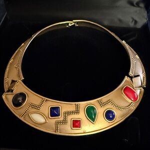 Vintage 1970s Monet Byzantine Antiqued Jewels Collar Necklace